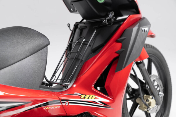 Moto 110cc Neo NX origen hindú TVS detalle cuadro y parrilla